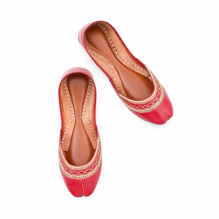Red Leather Khussa For Women EC8894