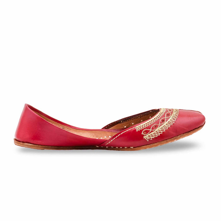 Red Leather Khussa For Women EC8894