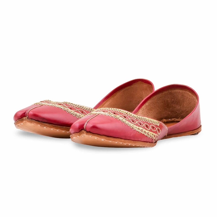 Red Leather Khussa For Women EC8894