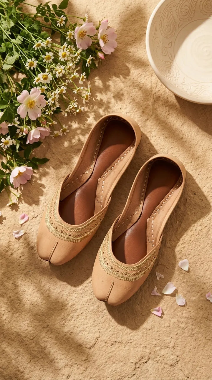 Fawn Leather Khussa For Women EC8894