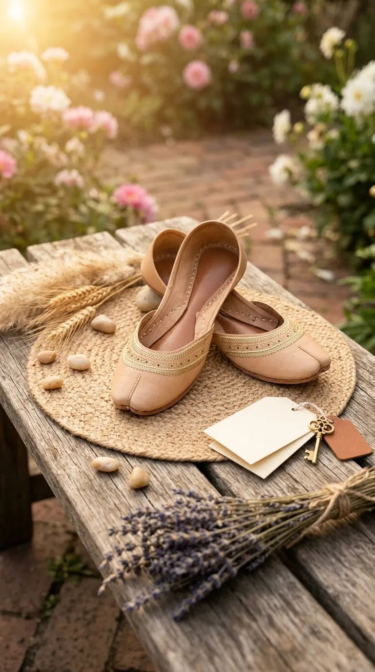 Fawn Leather Khussa For Women EC8894