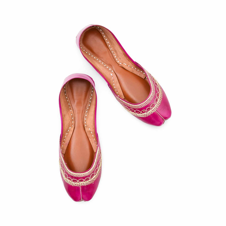 Pink Leather Khussa For Women EC8894