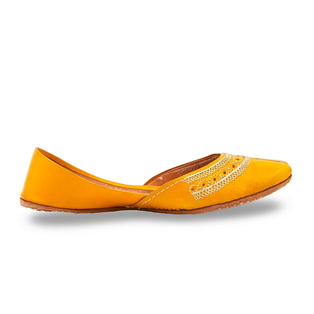 Yellow Leather Khussa For Women EC8894