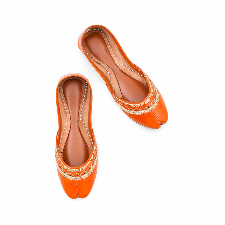 Orange Leather Khussa For Women EC8894