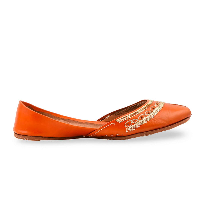 Orange Leather Khussa For Women EC8894