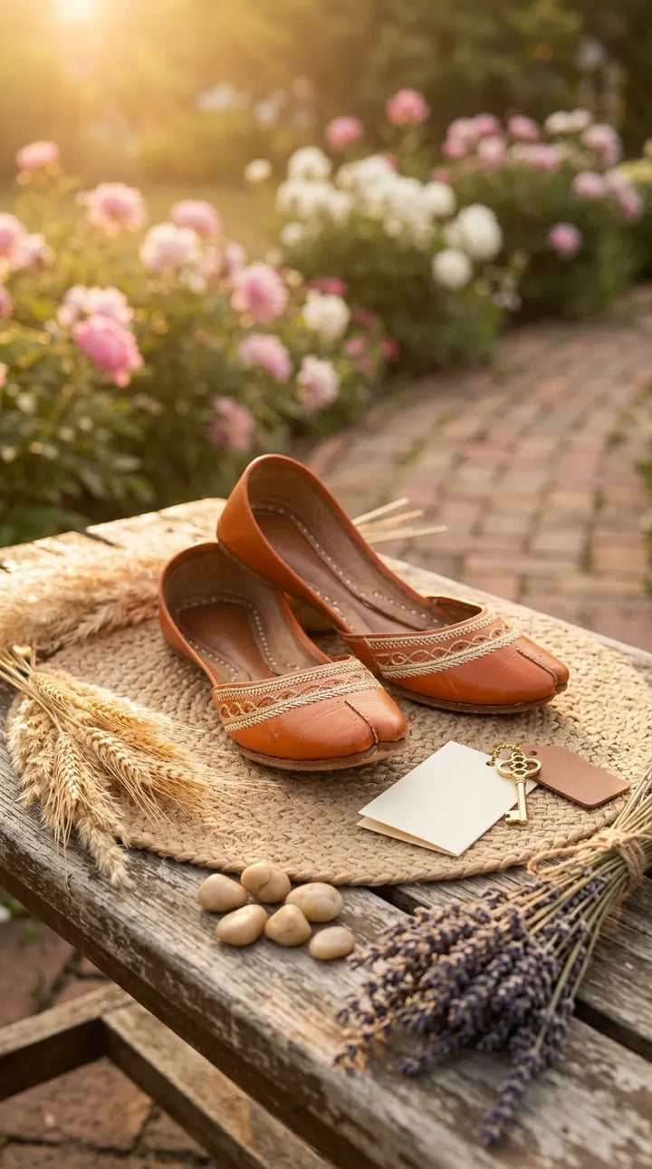 Orange Leather Khussa For Women EC8894