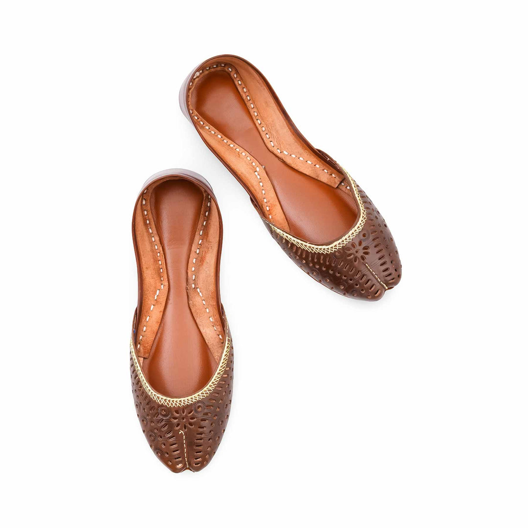 Brown Leather Khussa For Women EC8895