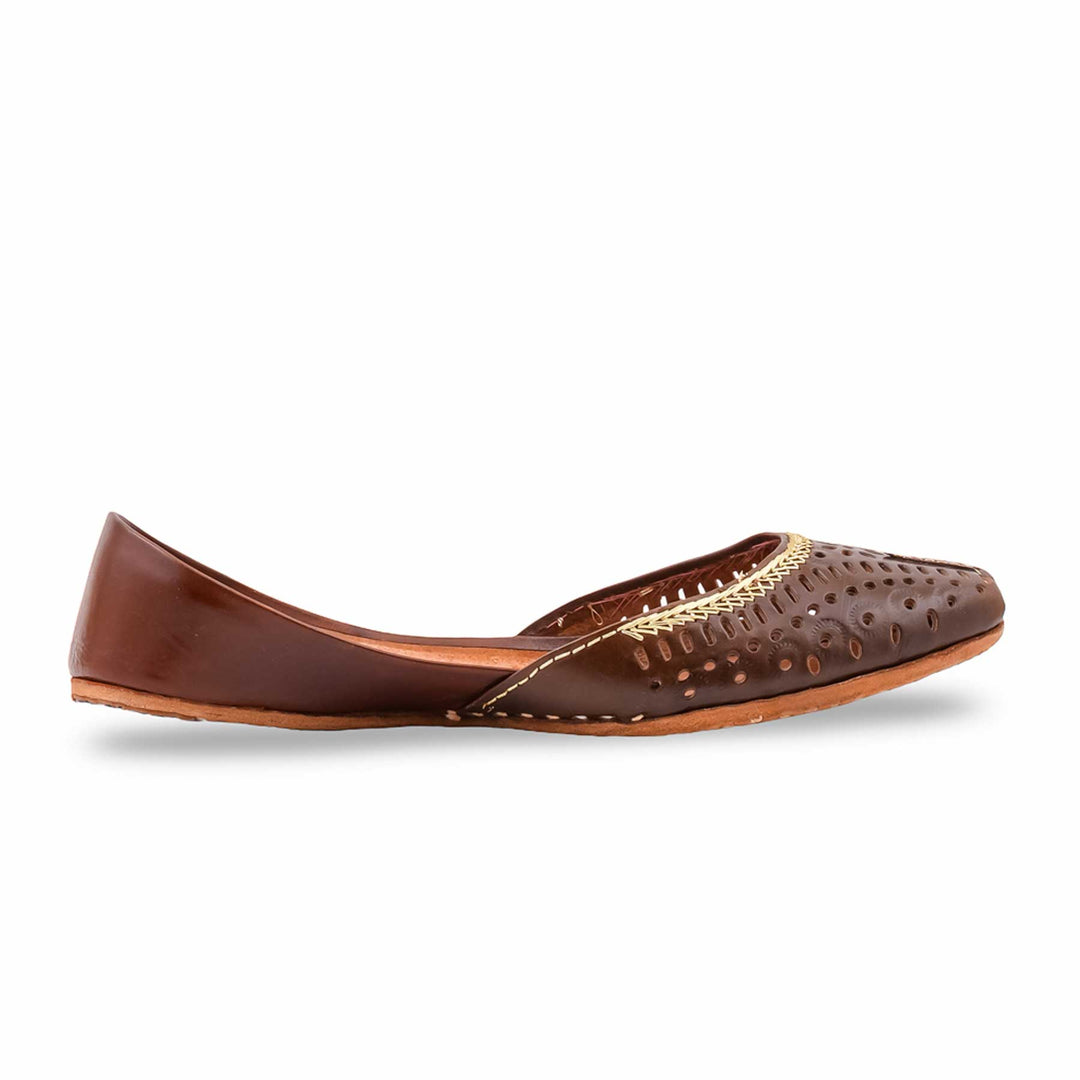 Brown Leather Khussa For Women EC8895