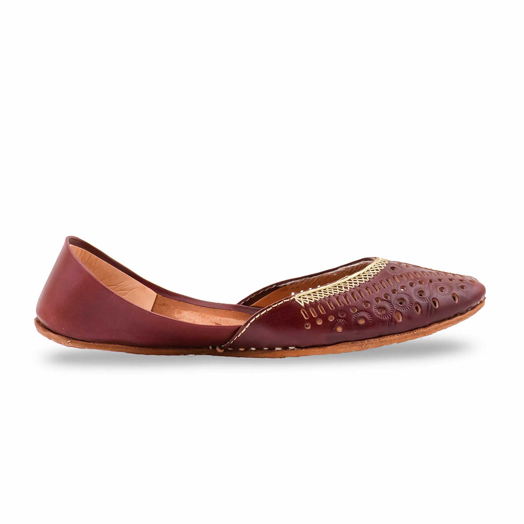 Maroon Leather Khussa For Women EC8895