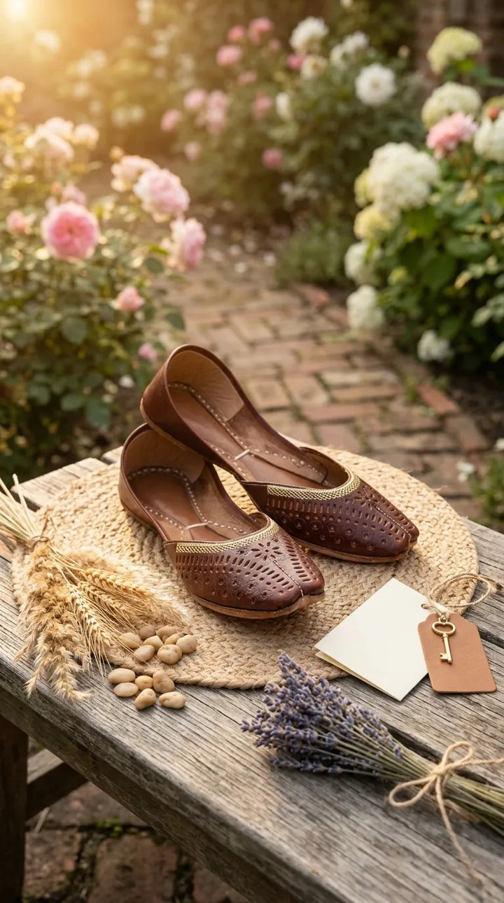 Maroon Leather Khussa For Women EC8895