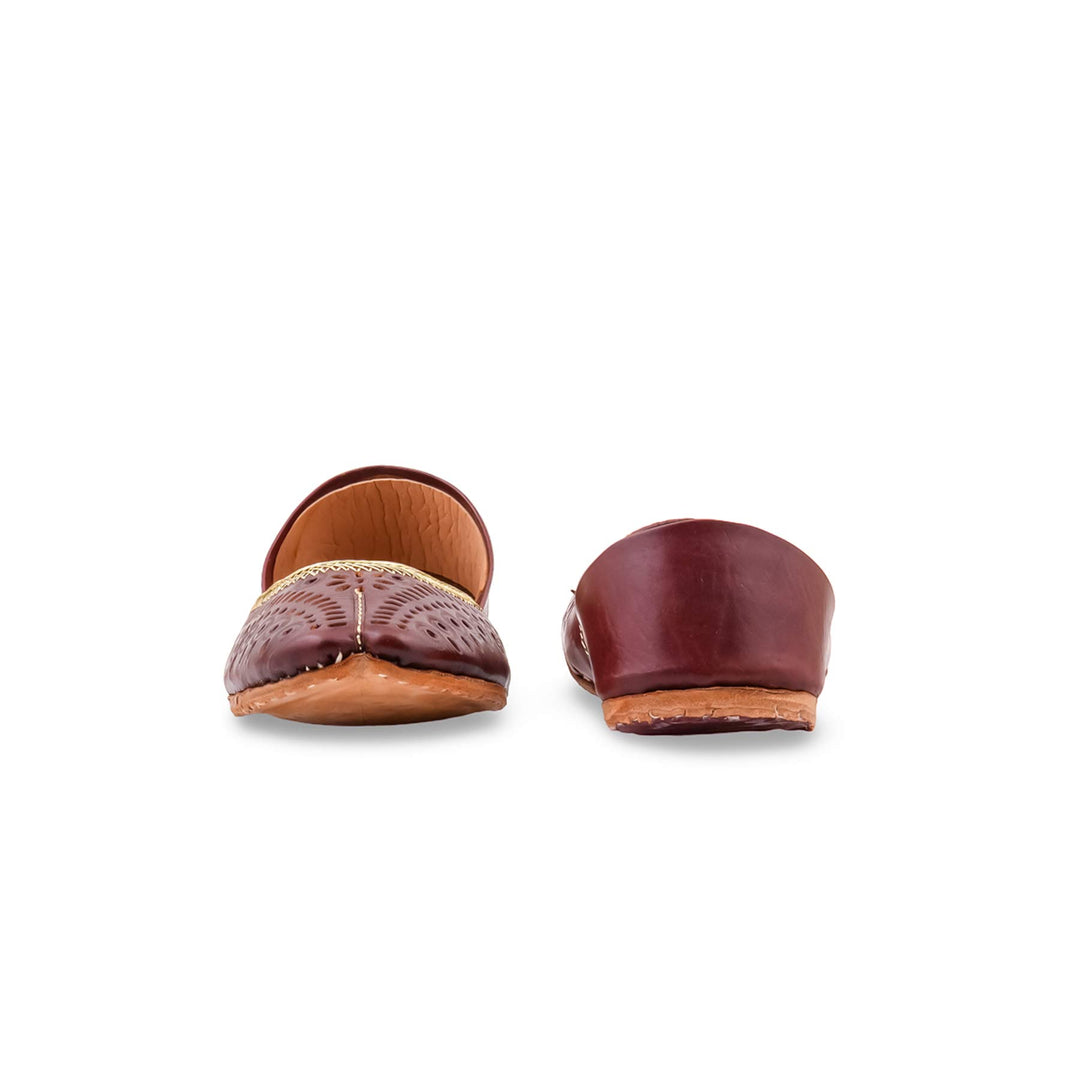 Maroon Leather Khussa For Women EC8895