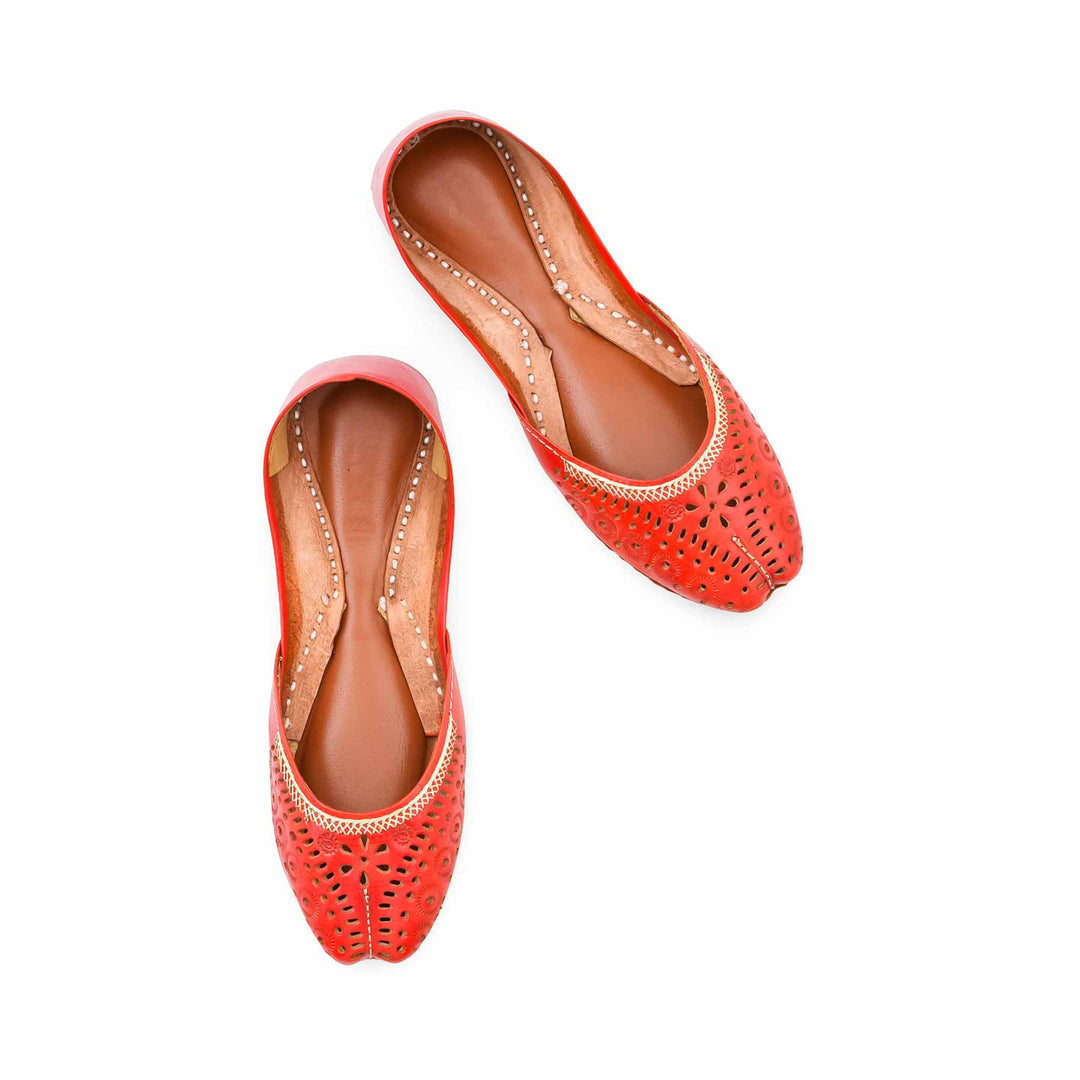 Red Leather Khussa For Women EC8895