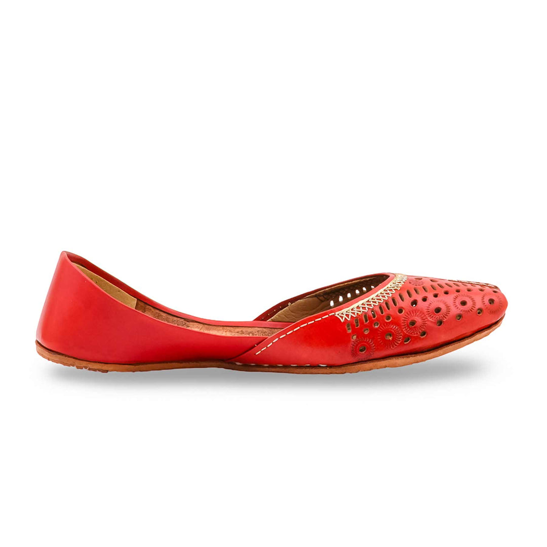 Red Leather Khussa For Women EC8895