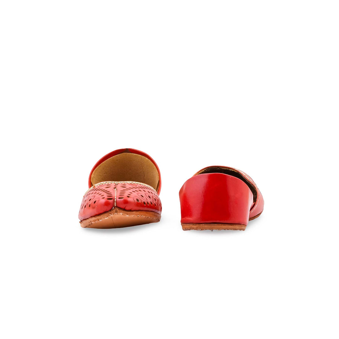 Red Leather Khussa For Women EC8895