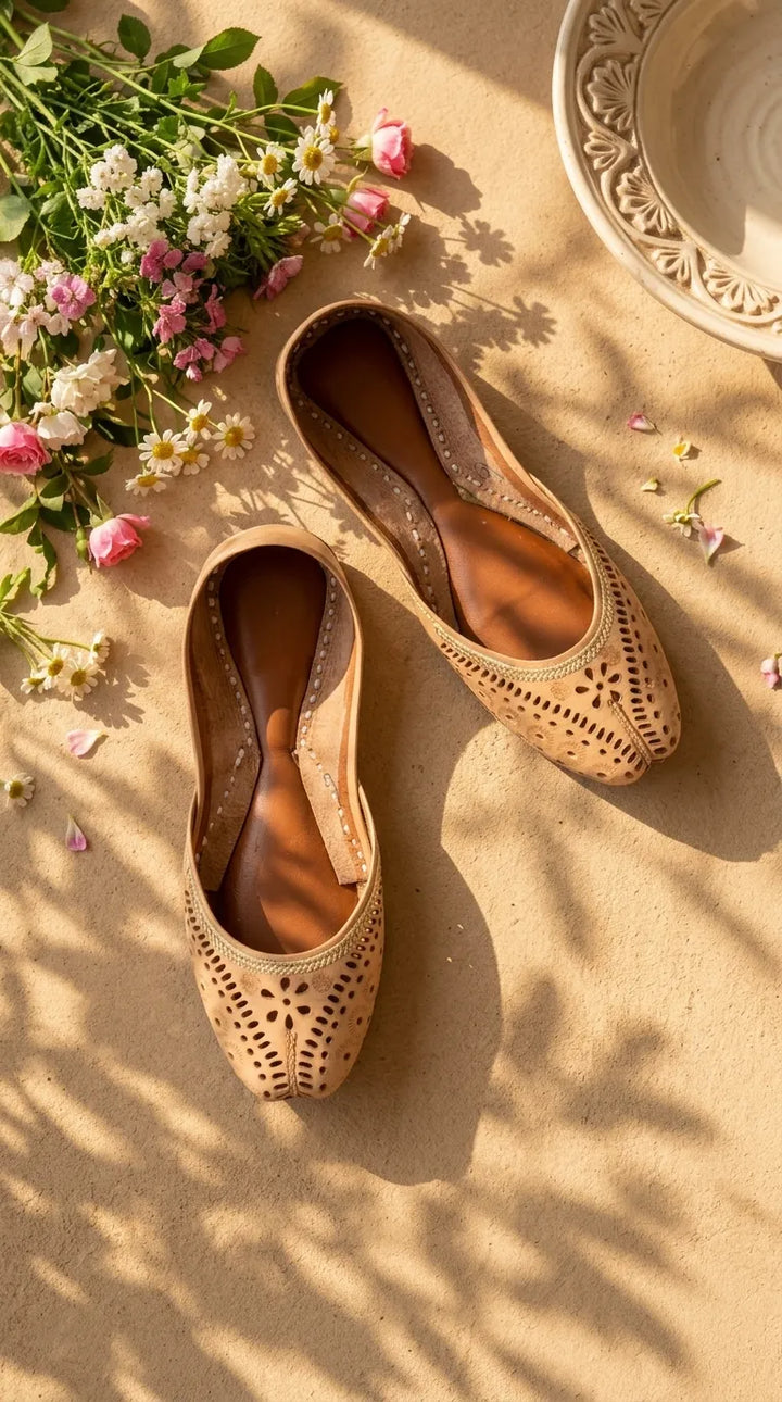 Fawn Leather Khussa For Women EC8895