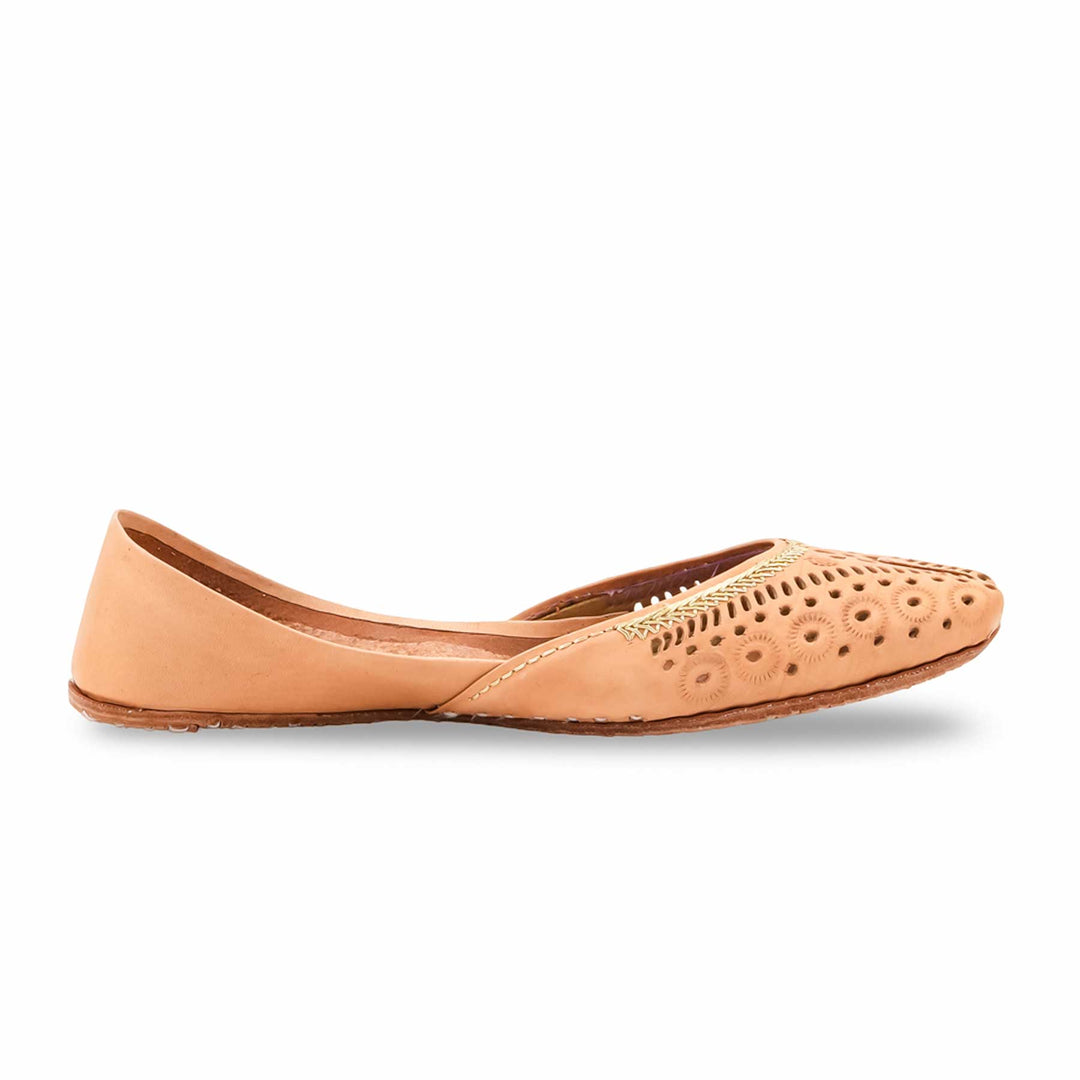 Fawn Leather Khussa For Women EC8895
