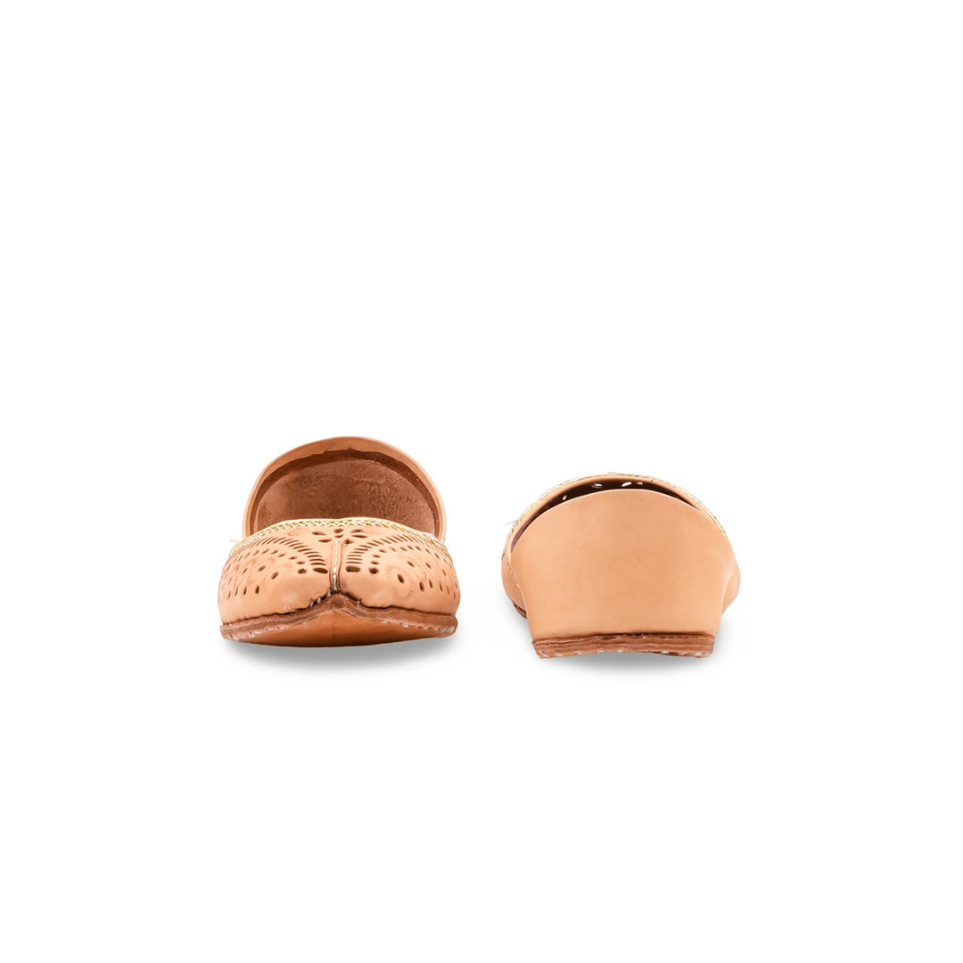 Fawn Leather Khussa For Women EC8895