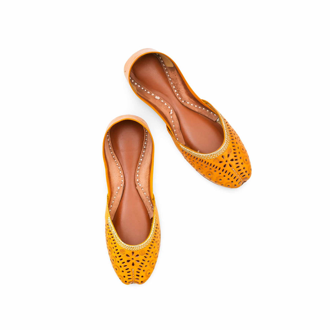 Yellow Leather Khussa For Women EC8895