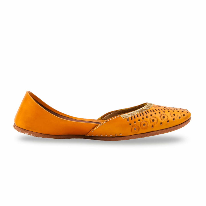 Yellow Leather Khussa For Women EC8895