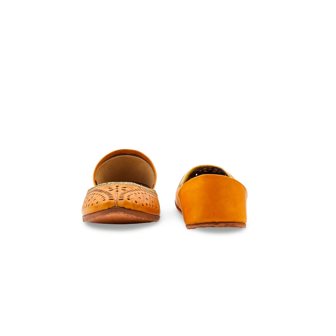 Yellow Leather Khussa For Women EC8895