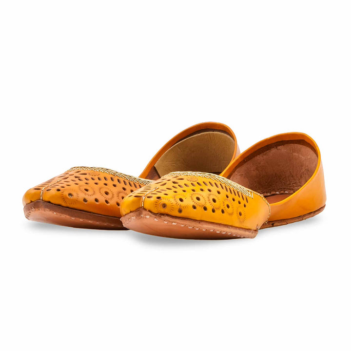 Yellow Leather Khussa For Women EC8895