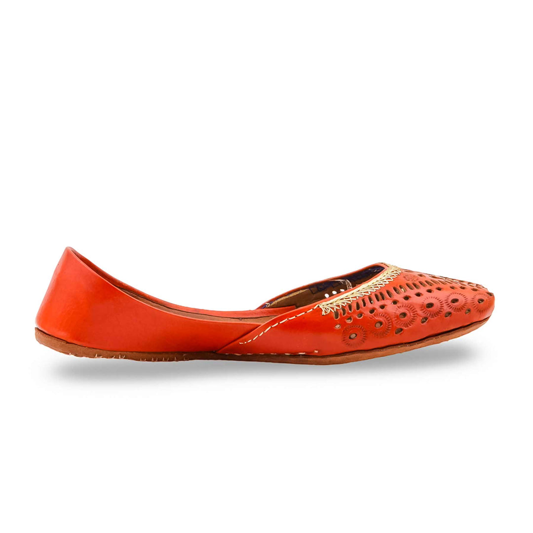 Orange Leather Khussa For Women EC8895