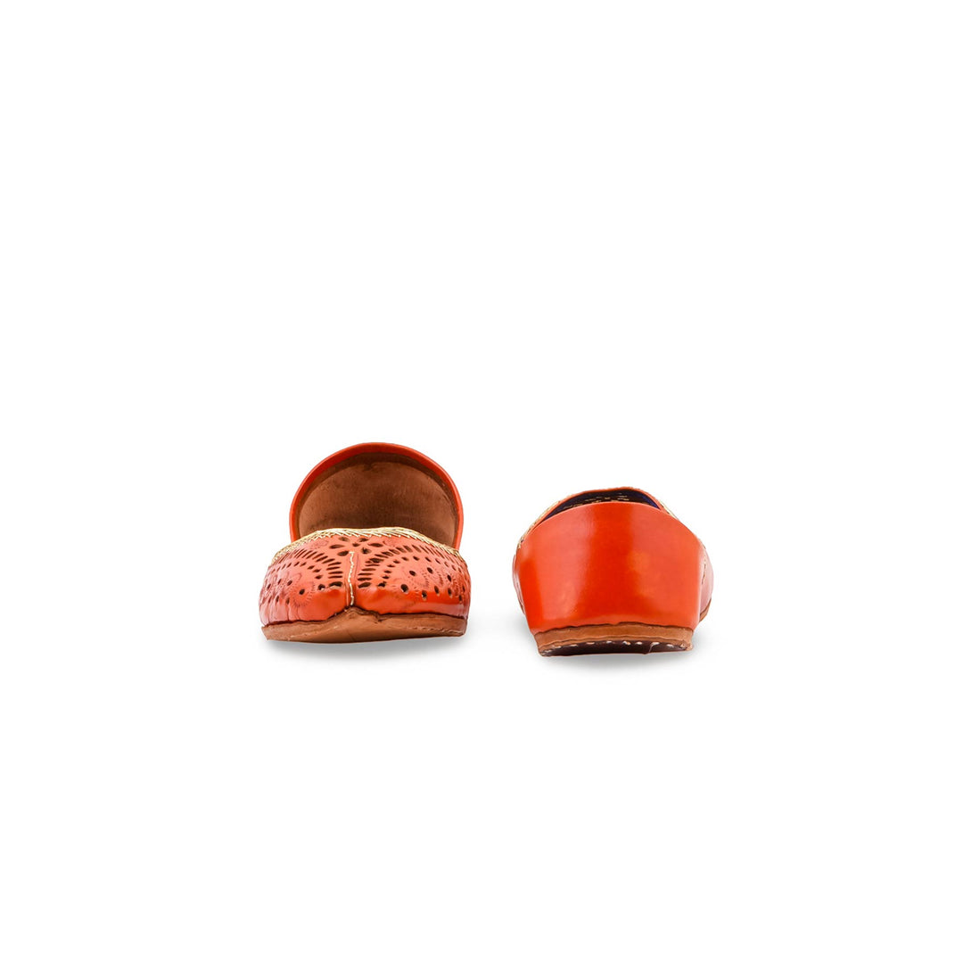 Orange Leather Khussa For Women EC8895