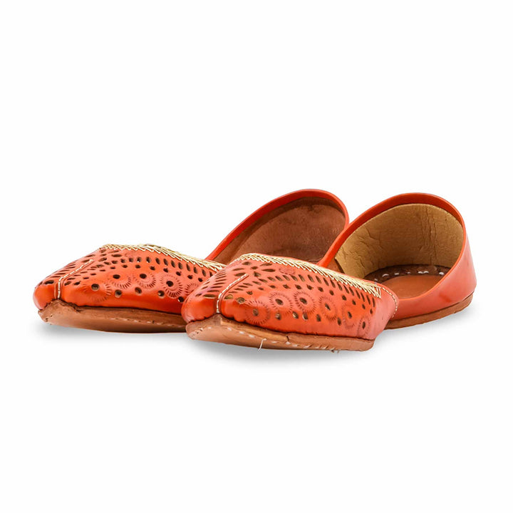 Orange Leather Khussa For Women EC8895