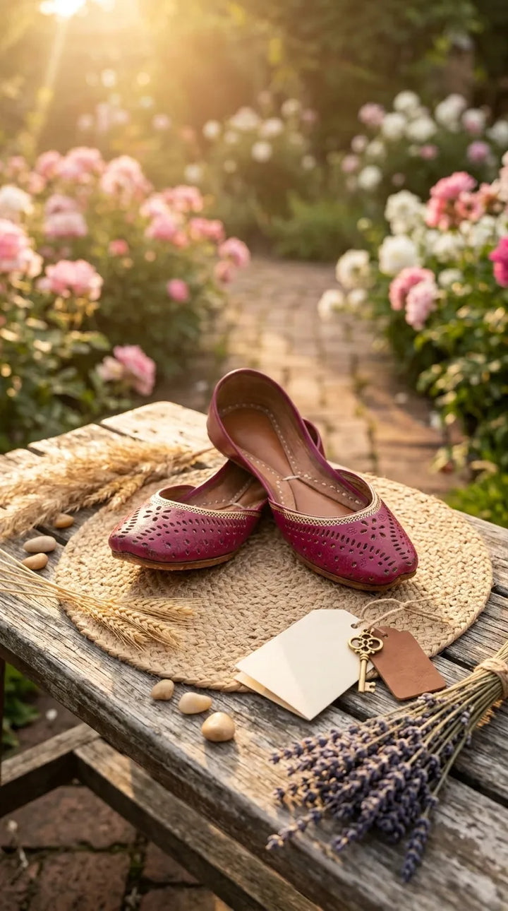 Pink Leather Khussa For Women EC8895