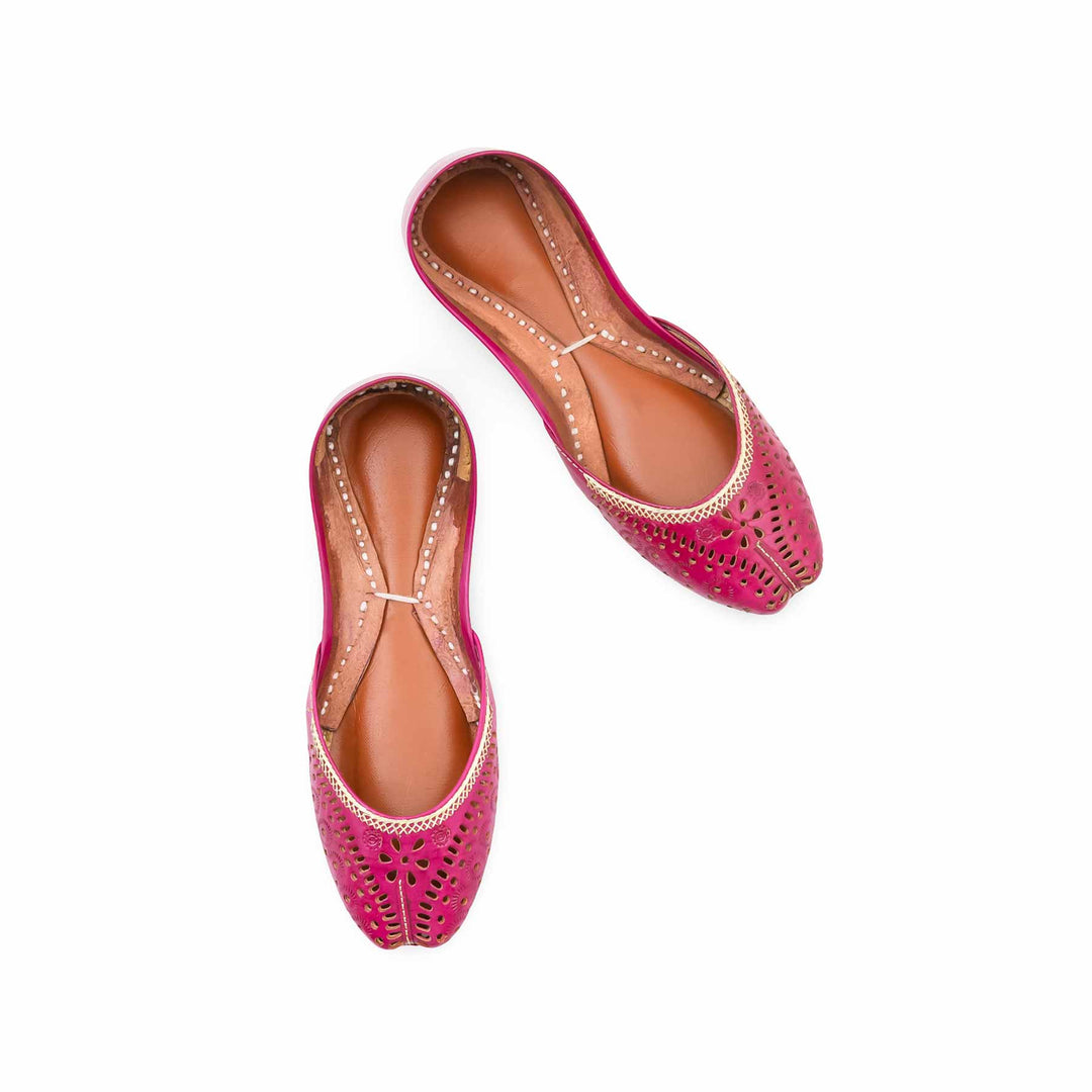 Pink Leather Khussa For Women EC8895