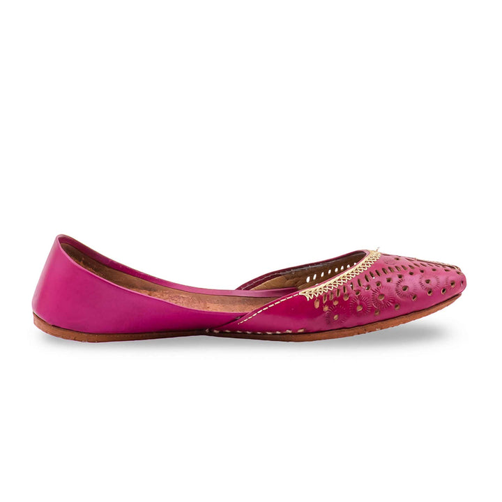 Pink Leather Khussa For Women EC8895