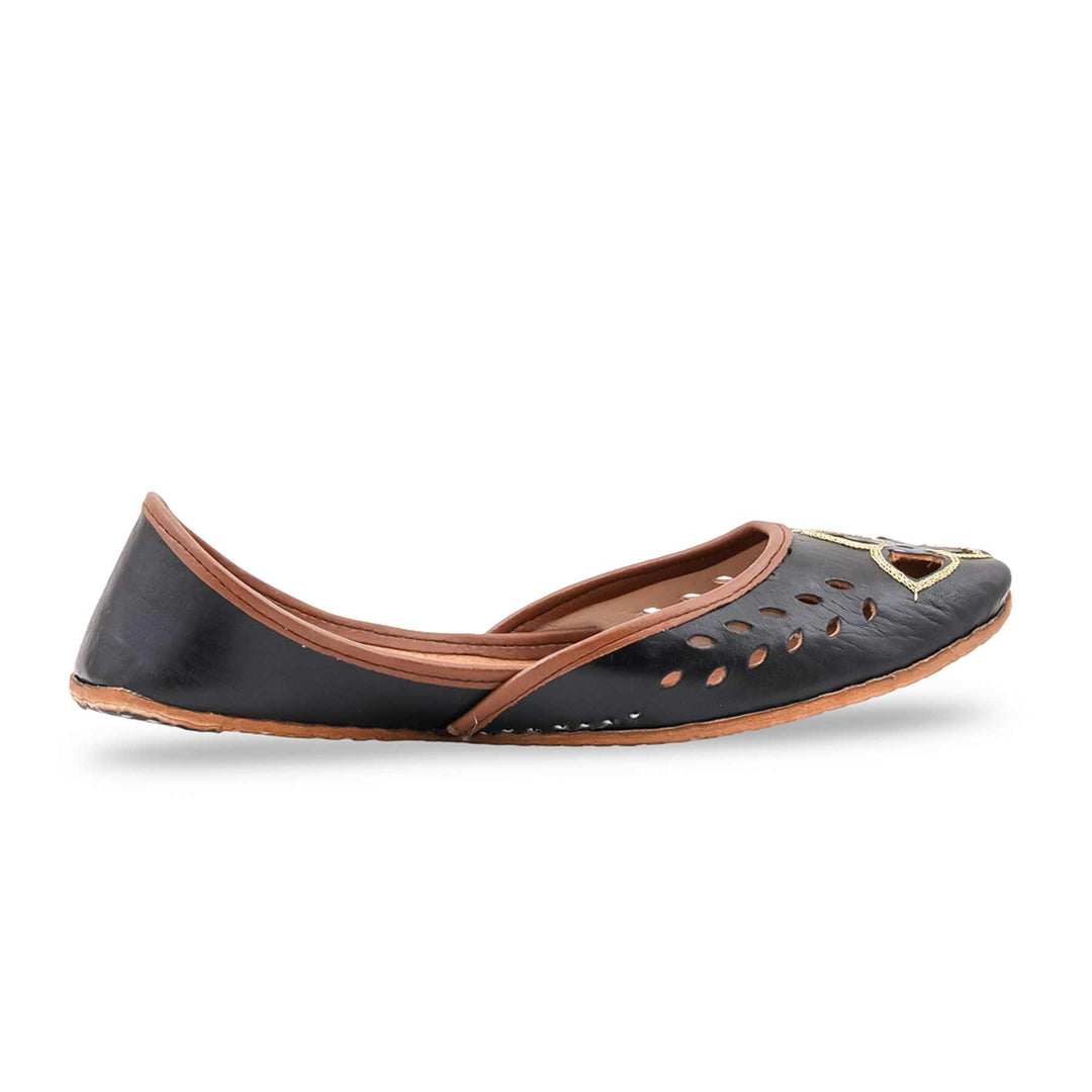 Black Leather Khussa For Women EC8896