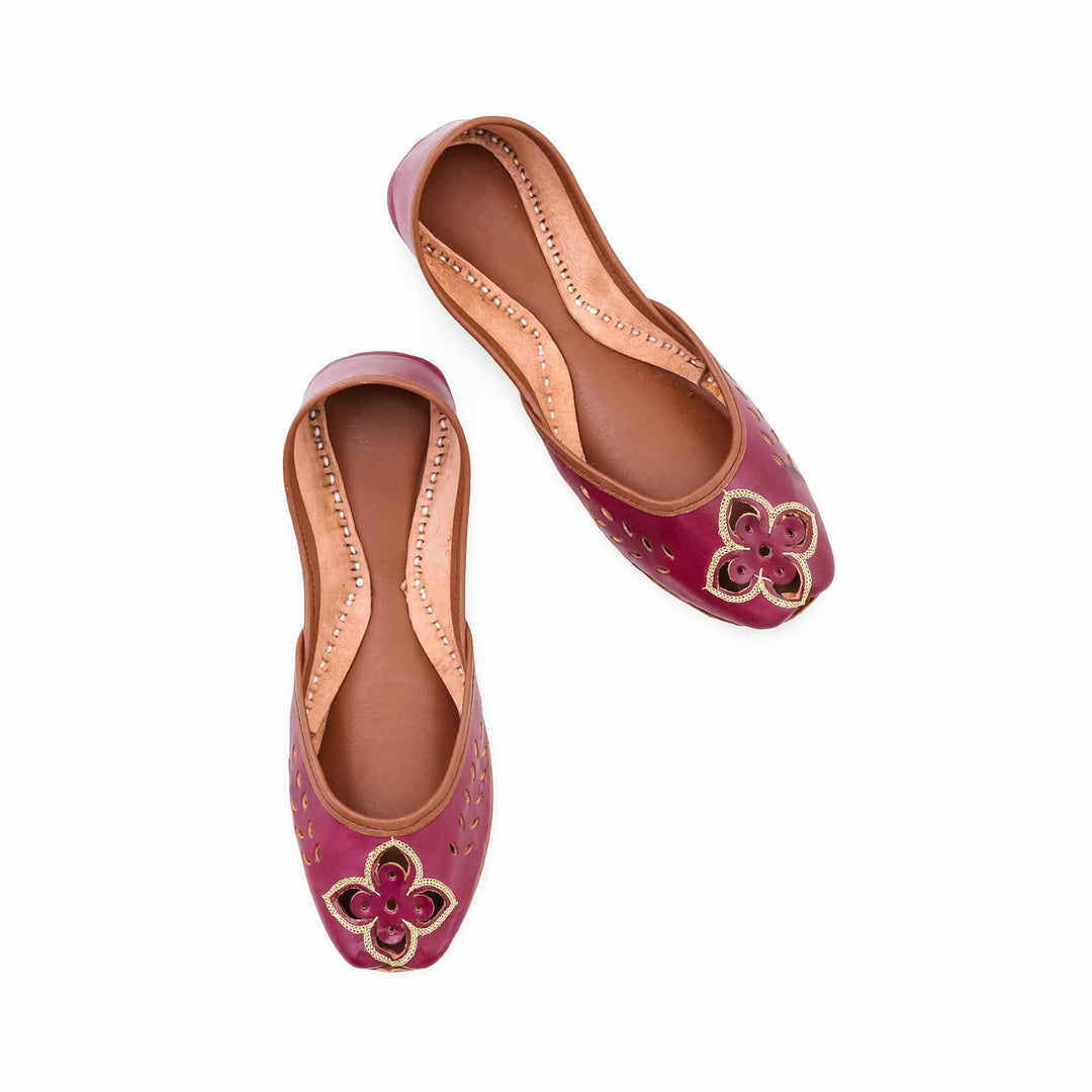 Maroon Leather Khussa For Women EC8896