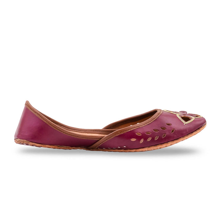 Maroon Leather Khussa For Women EC8896