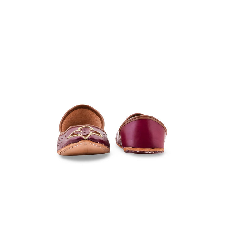 Maroon Leather Khussa For Women EC8896