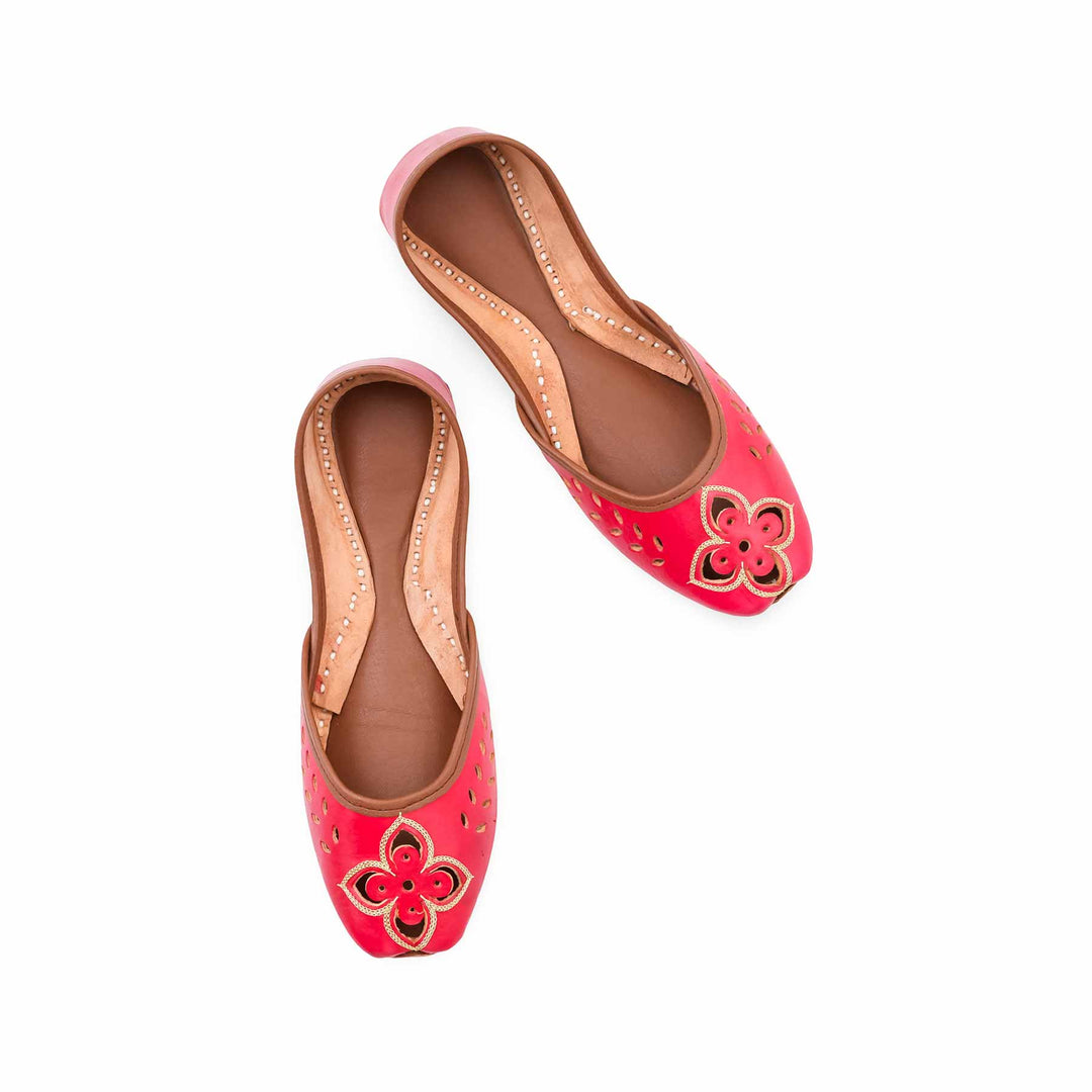 Red Leather Khussa For Women EC8896