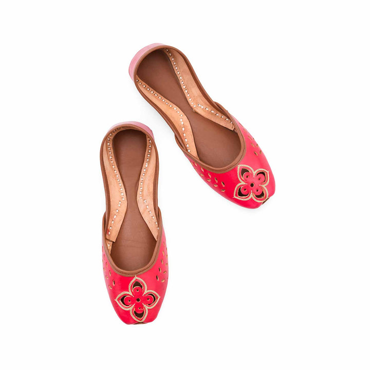 Red Leather Khussa For Women EC8896