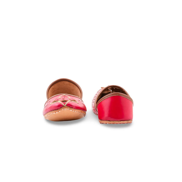Red Leather Khussa For Women EC8896