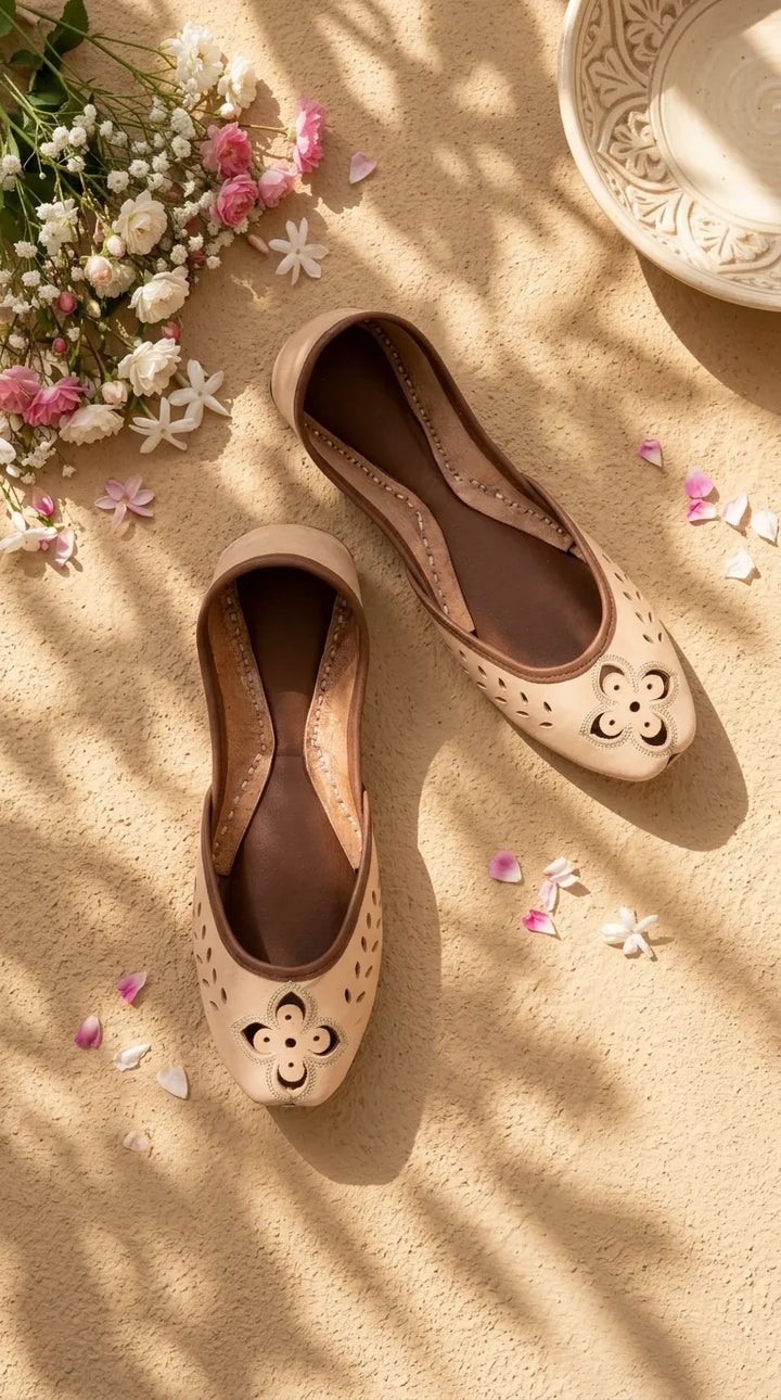 Fawn Leather Khussa For Women EC8896