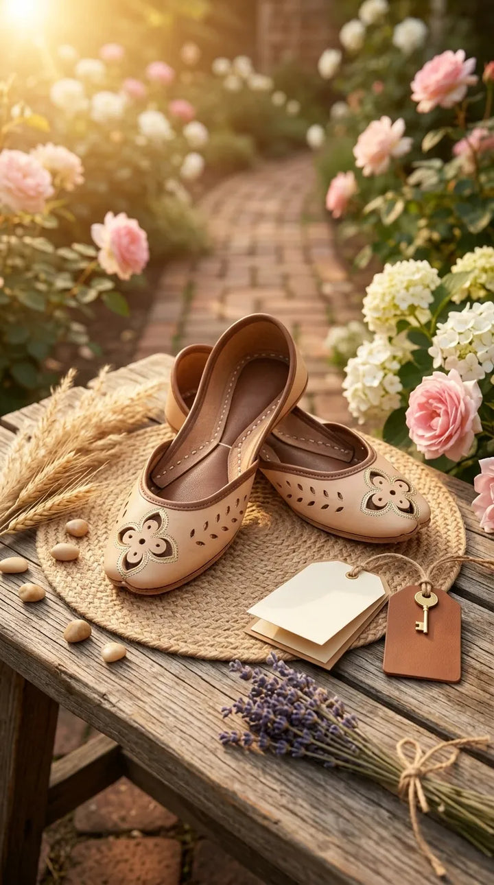 Fawn Leather Khussa For Women EC8896