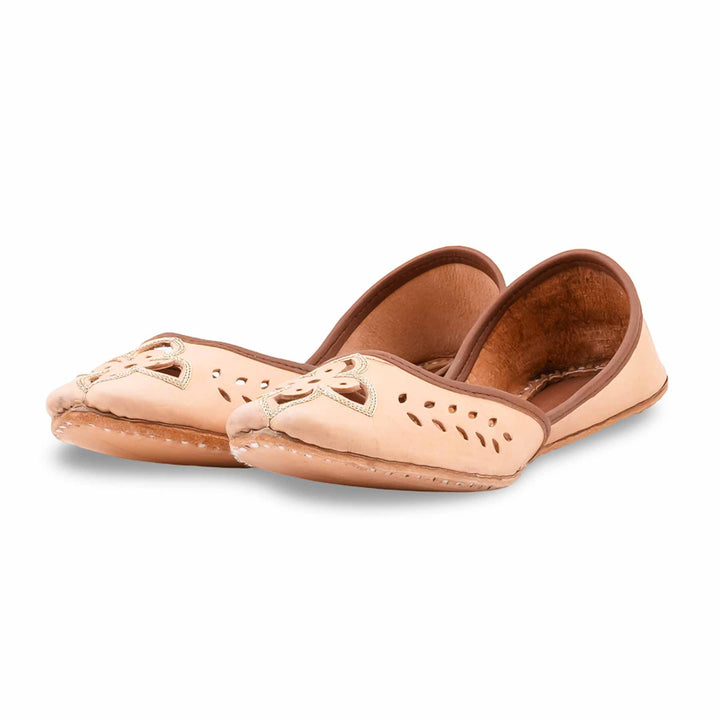 Fawn Leather Khussa For Women EC8896