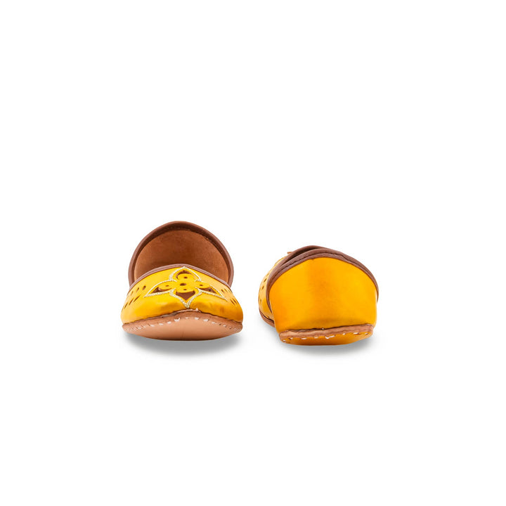 Yellow Leather Khussa For Women EC8896