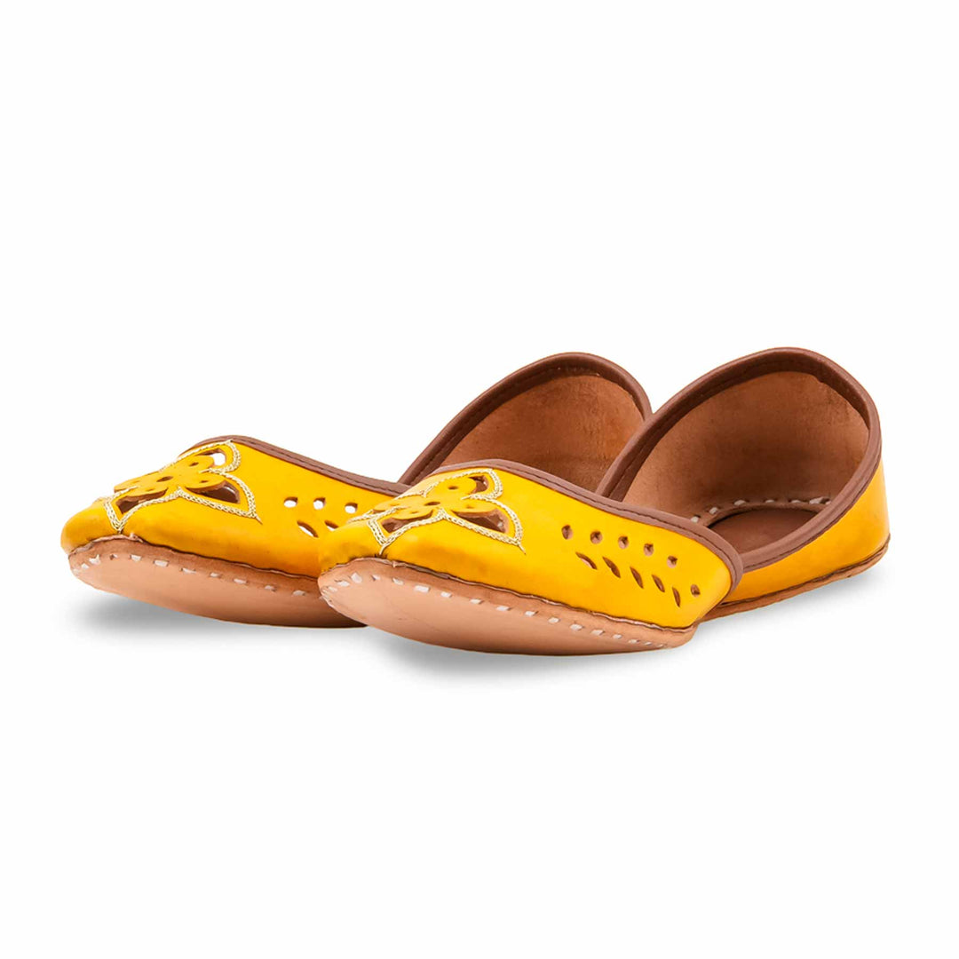 Yellow Leather Khussa For Women EC8896