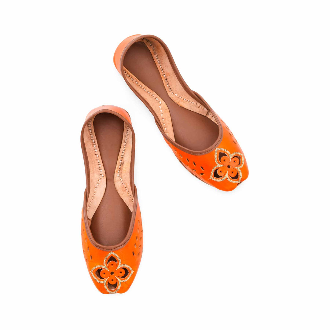 Orange Leather Khussa For Women EC8896