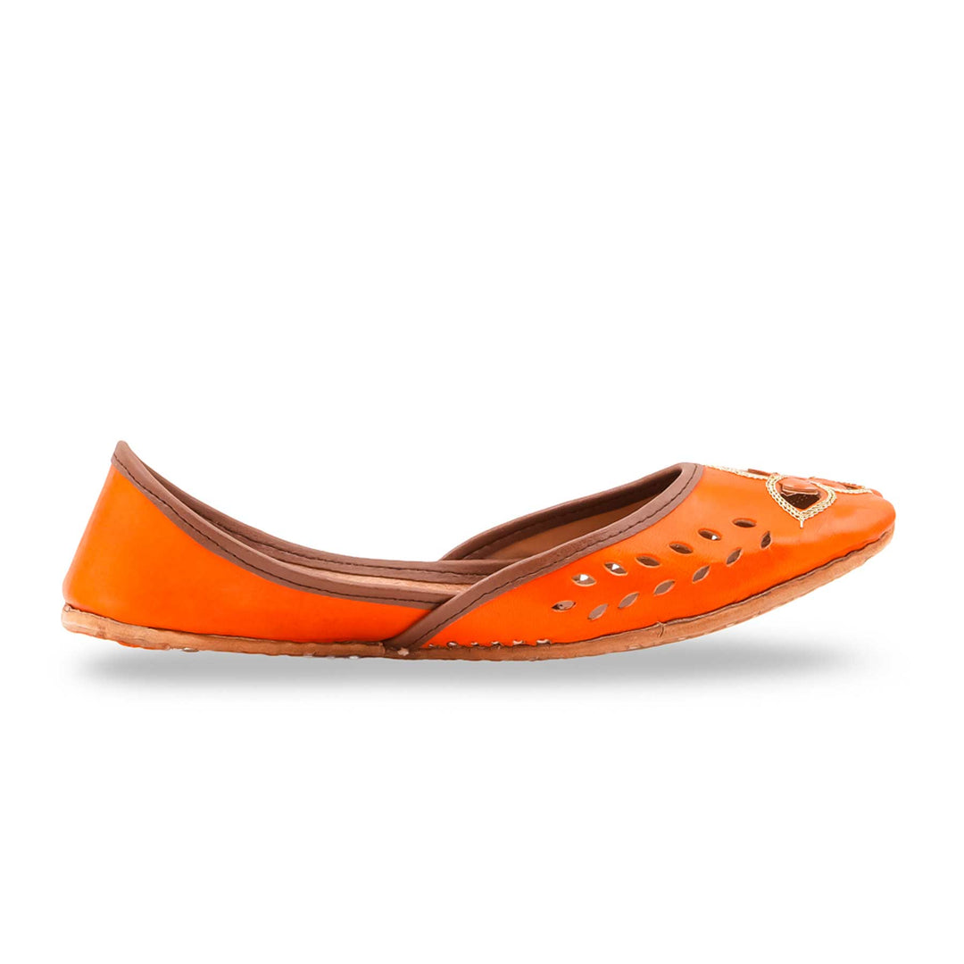 Orange Leather Khussa For Women EC8896