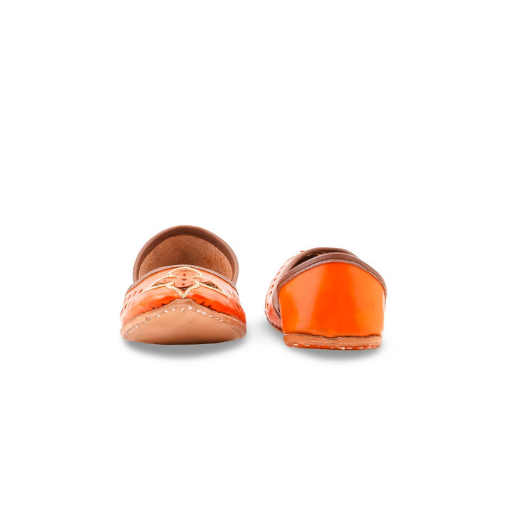 Orange Leather Khussa For Women EC8896