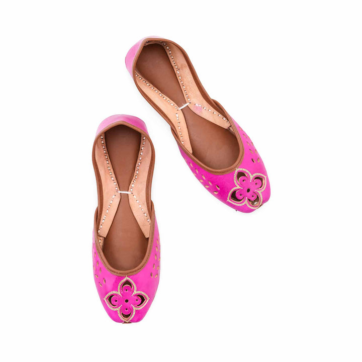 Pink Leather Khussa For Women EC8896