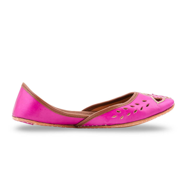 Pink Leather Khussa For Women EC8896