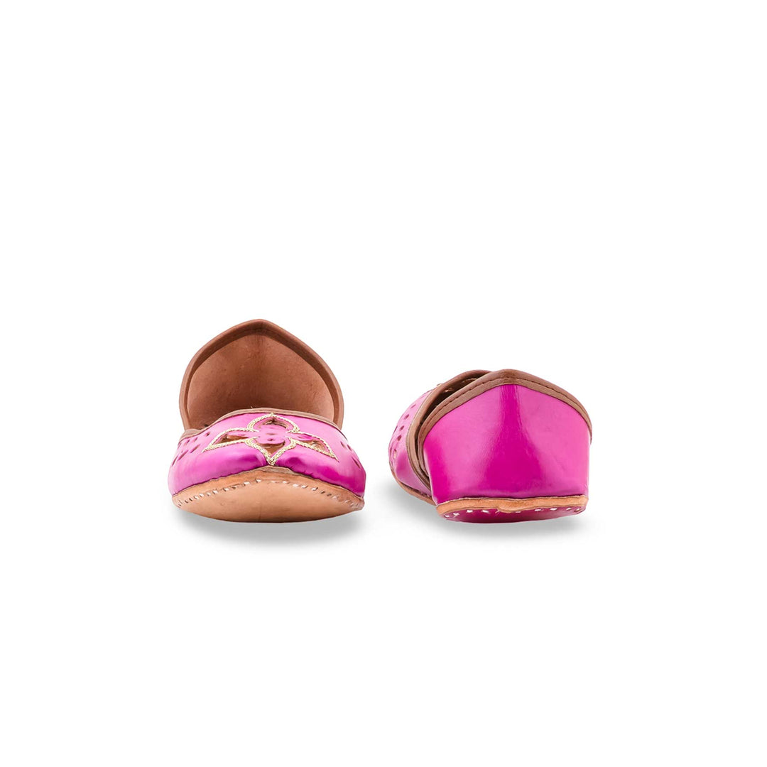 Pink Leather Khussa For Women EC8896