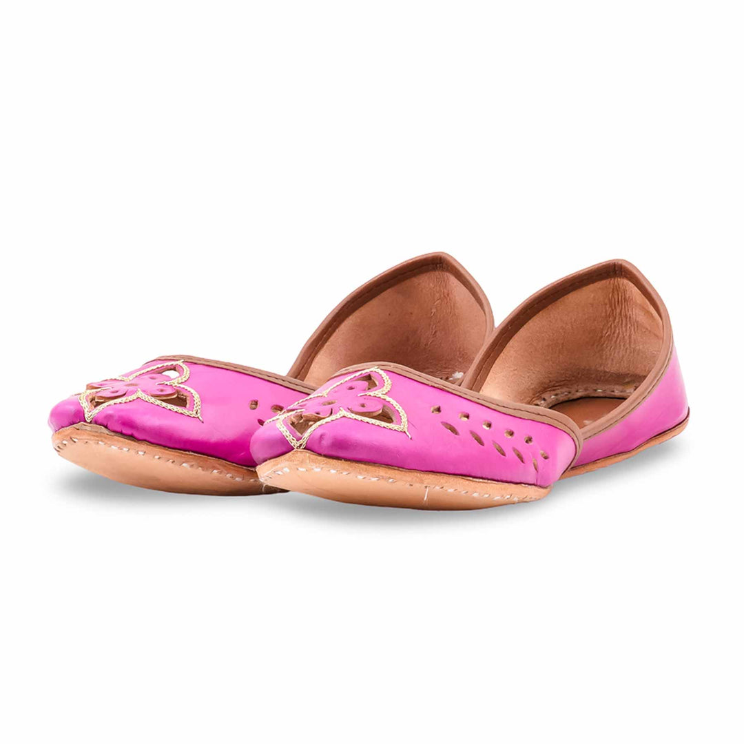 Pink Leather Khussa For Women EC8896